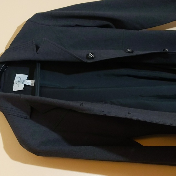 Algo| A-line Grey Long Dress Jacket Lined With Fake Pockets - Picture 4 of 10